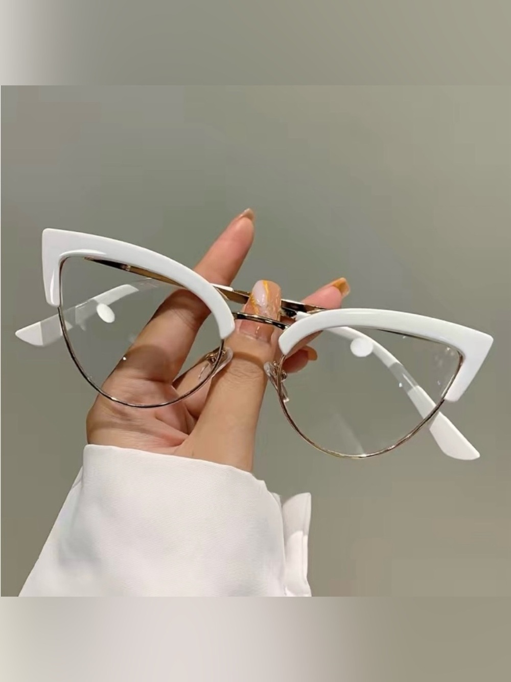 New! Vintage Style White Cat Eye Clear Lens Fashion Glasses